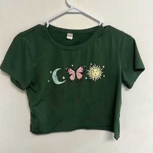 Green crop top size large used!